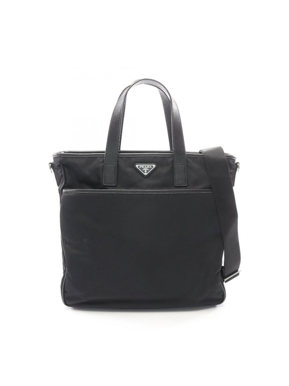 Prada Business Tessuto Saffiano Black Nylon Leather Saffian 2-Way Tote Bag